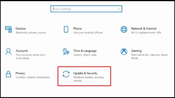 9 cách khắc phục laptop lên màn hình nhưng không chạy hiệu quả Chọn Update & Security
