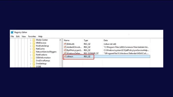Khắc phục Lỗi Không Nhập Được Mật Khẩu Wifi Trên Laptop Đặt tên và giá trị cho String Value "ctfmon"