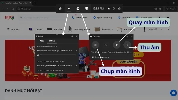 Hướng dẫn quay màn hình laptop Win 10 đơn giản, nhanh chóng Giao diện Xbox Game Bar hiển thị các nút chụp ảnh và quay video màn hình trên Windows 10.