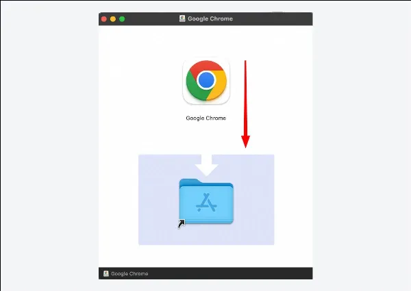 Kéo biểu tượng Chrome vào thư mục Ứng dụng trên macOS