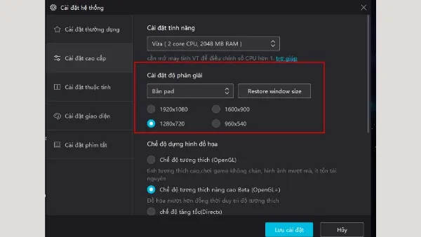 Cách tải, cài đặt Liên Quân Mobile trên laptop, máy tính đơn giản Menu thiết lập điều khiển bàn phím trong giả lập NoxPlayer, chọn Tự động hoặc Thủ công