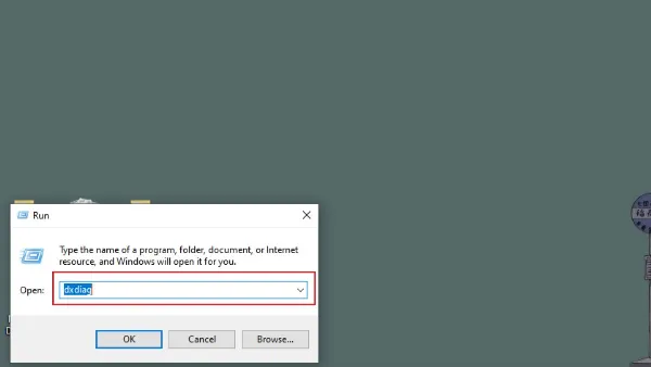 Mở hộp thoại Run và gõ dxdiag để kiểm tra cấu hình máy tính