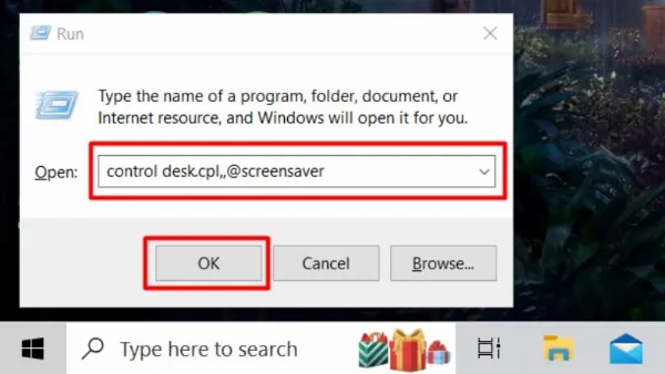 8 cách khóa màn hình laptop Windows đơn giản, hữu hiệu Mở hộp thoại Run và nhập câu lệnh control desk.cpl,,@screensaver