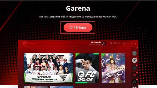 Tải và cài đặt ứng dụng Garena PC từ trang chủ