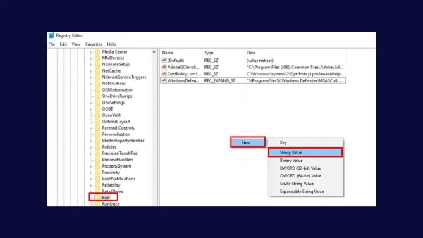 Khắc phục Lỗi Không Nhập Được Mật Khẩu Wifi Trên Laptop Tạo giá trị String Value mới trong Registry Editor