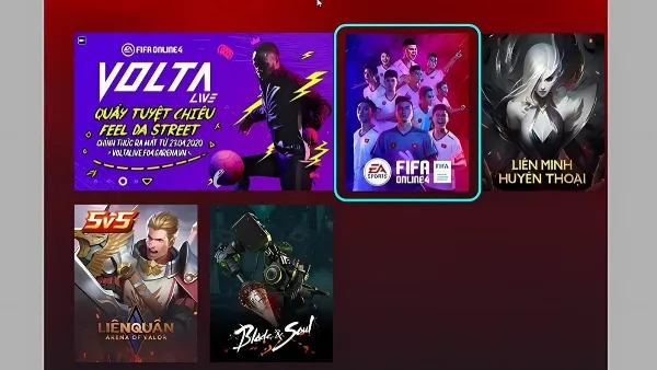 Tìm kiếm game FC Online (FIFA Online 4) trong ứng dụng Garena PC