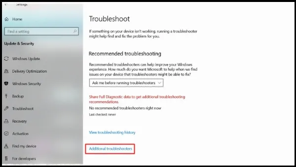 Trong cửa sổ Troubleshoot, chọn Additional troubleshooters