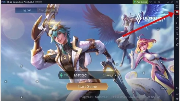 Cách tải, cài đặt Liên Quân Mobile trên laptop, máy tính đơn giản Vị trí biểu tượng Điều khiển bàn phím trên thanh công cụ NoxPlayer