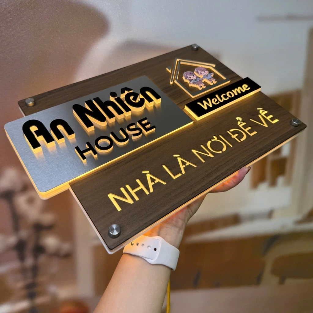 BIỂN SỐ NHÀ DECOR ẤN TƯỢNG mẫu Có đèn LED. BSN-QC24H003