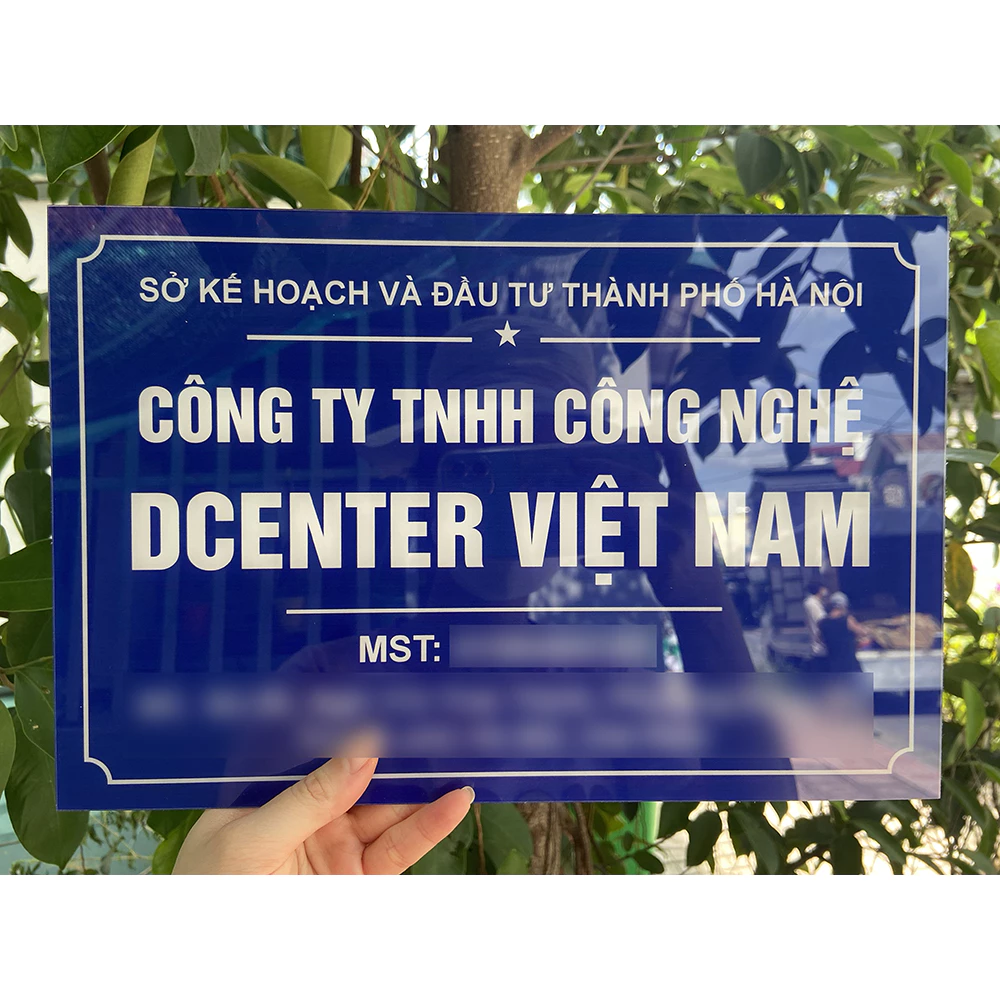 Bảng công ty biển hộ kinh doanh mica in UV cao cấp siêu bền chống phai màu (tặng kèm băng keo 2 mặt). BCT-QC24H007