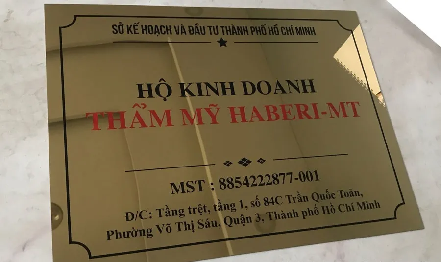 Biển hộ kinh doanh mica và alu 20x30cm bien ho kinh doanh 7